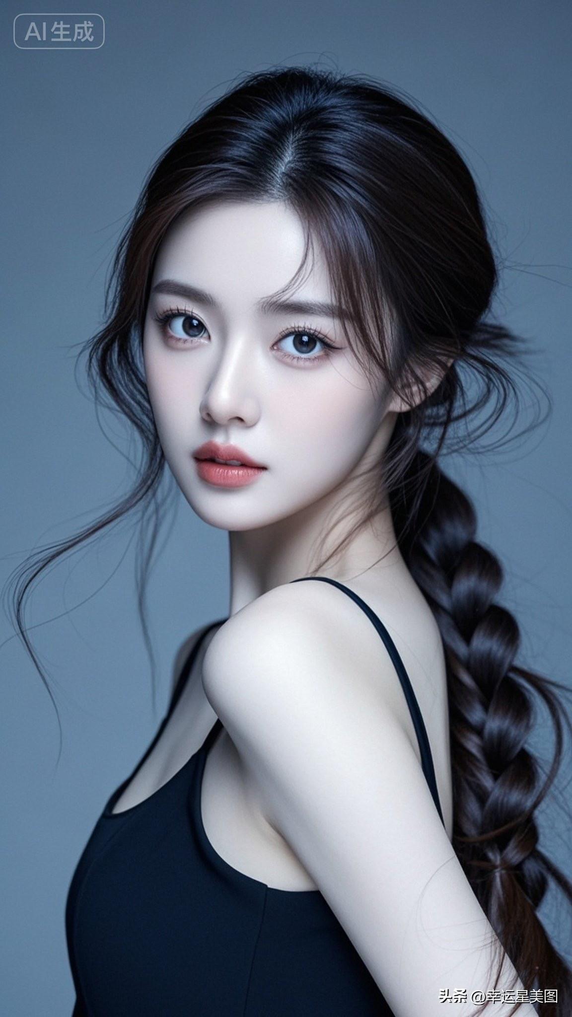 温柔黑发少女，梦幻般的眼神，让人心动不已！💖✨