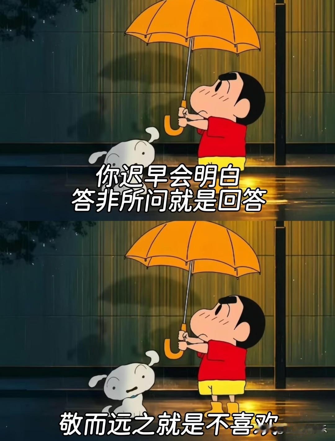 你迟早会明白：
答非所问就是回答，
敬而远之就是不喜欢。
 
成年人的世界里，所