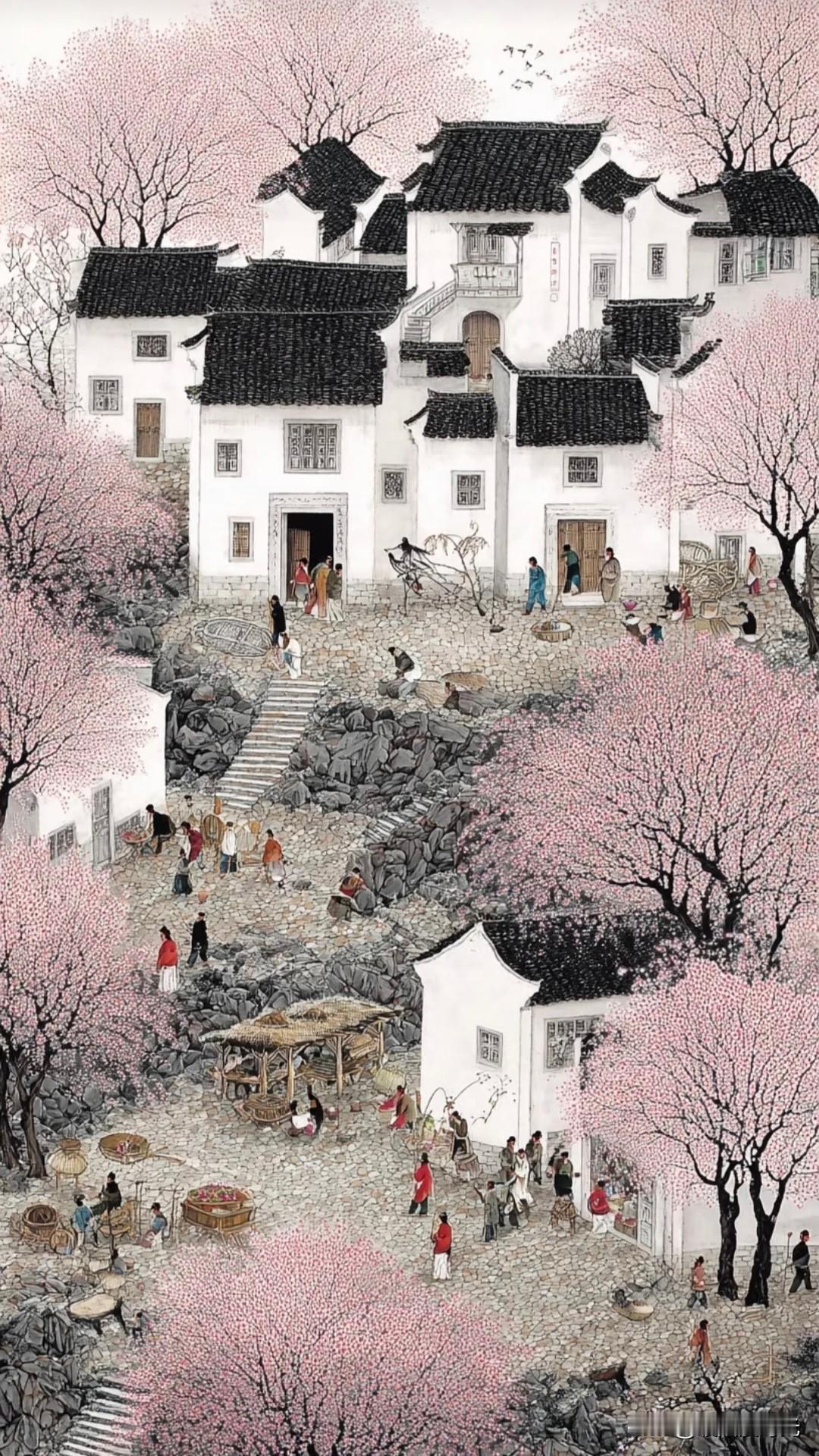 江南村落，春花盛开，人间烟火气。
框架国风意境江南百景图分享
江南水乡 东方美学