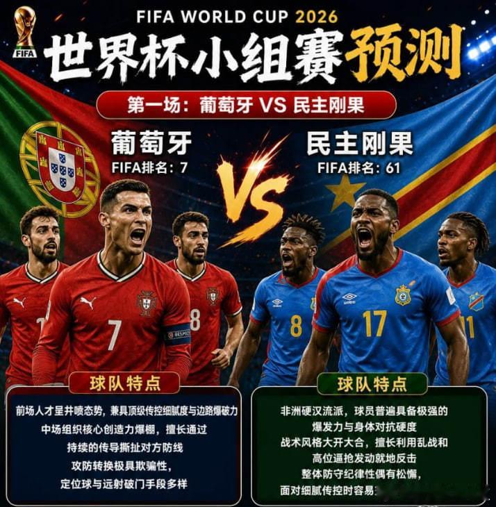 纵横二十载，五盾军团长CR7再踏征程！葡萄牙vs民主刚果C罗第六届世界杯C罗冲击