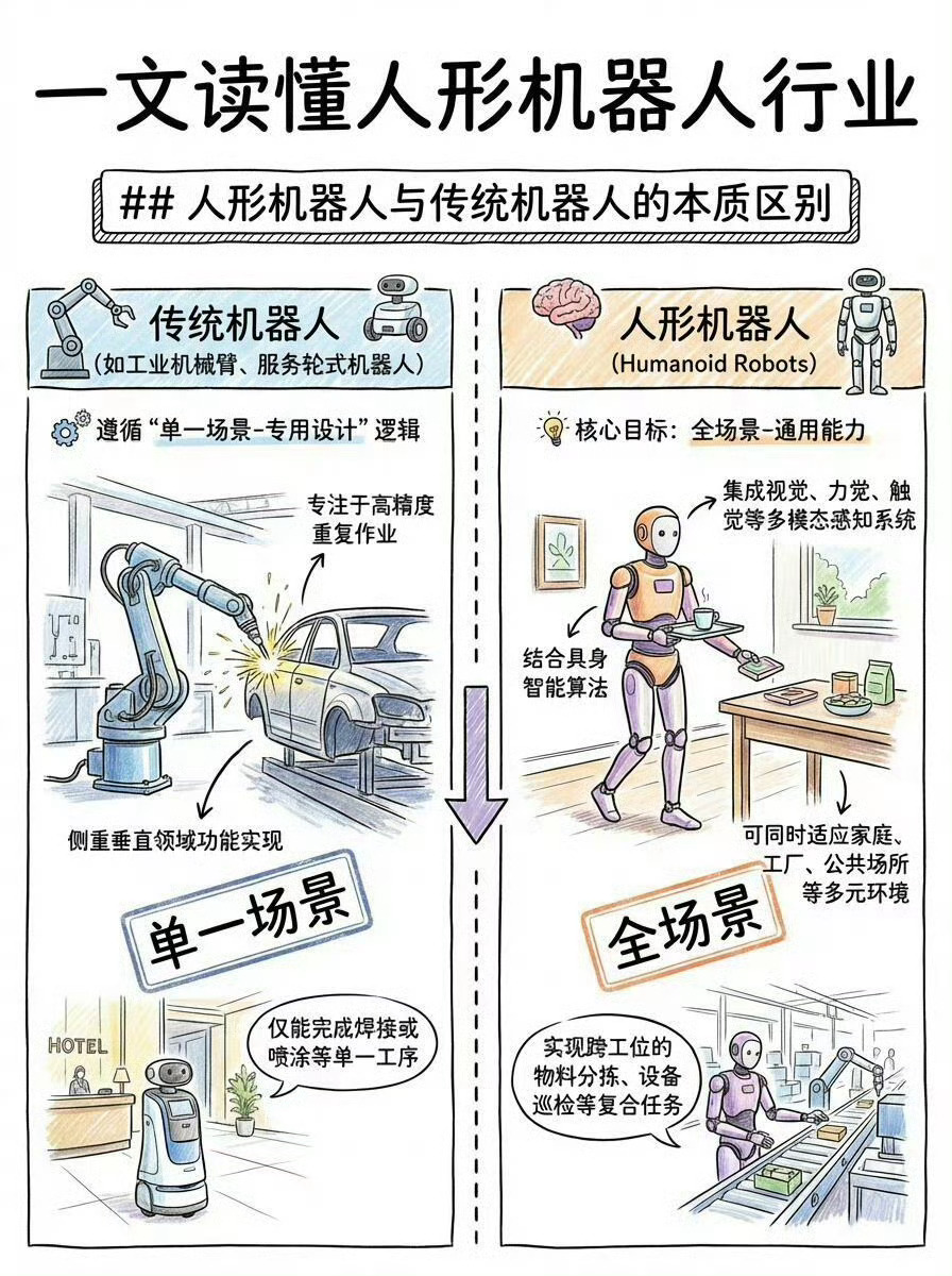 一篇读懂人形机器人行业，产业链及应用场景。机器人最终要落地实用，肯定不是玩具。小