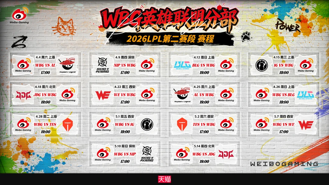 WBG战队lpl第二周赛程｜双城客场征战