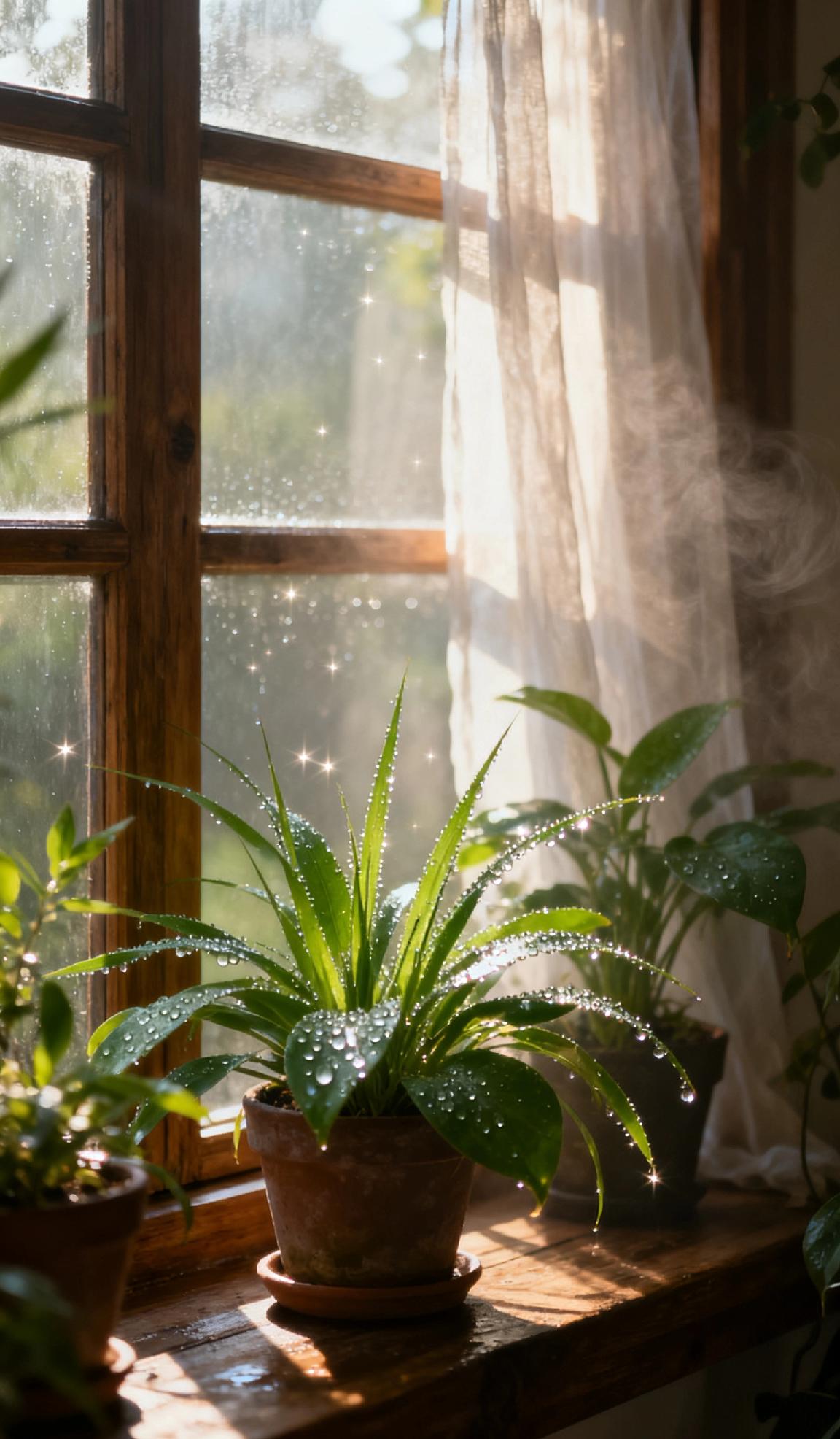 晨光漫过窗棂，把温柔织成纱幔，露珠缀在叶尖，折射出细碎的星光。风携着清冽的香，拂