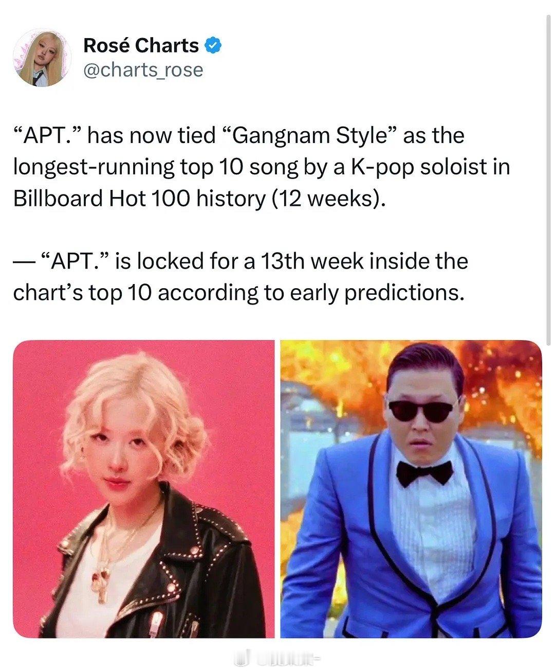 apt目前已经与江南Style持平，成为 Billboard Hot 100 历