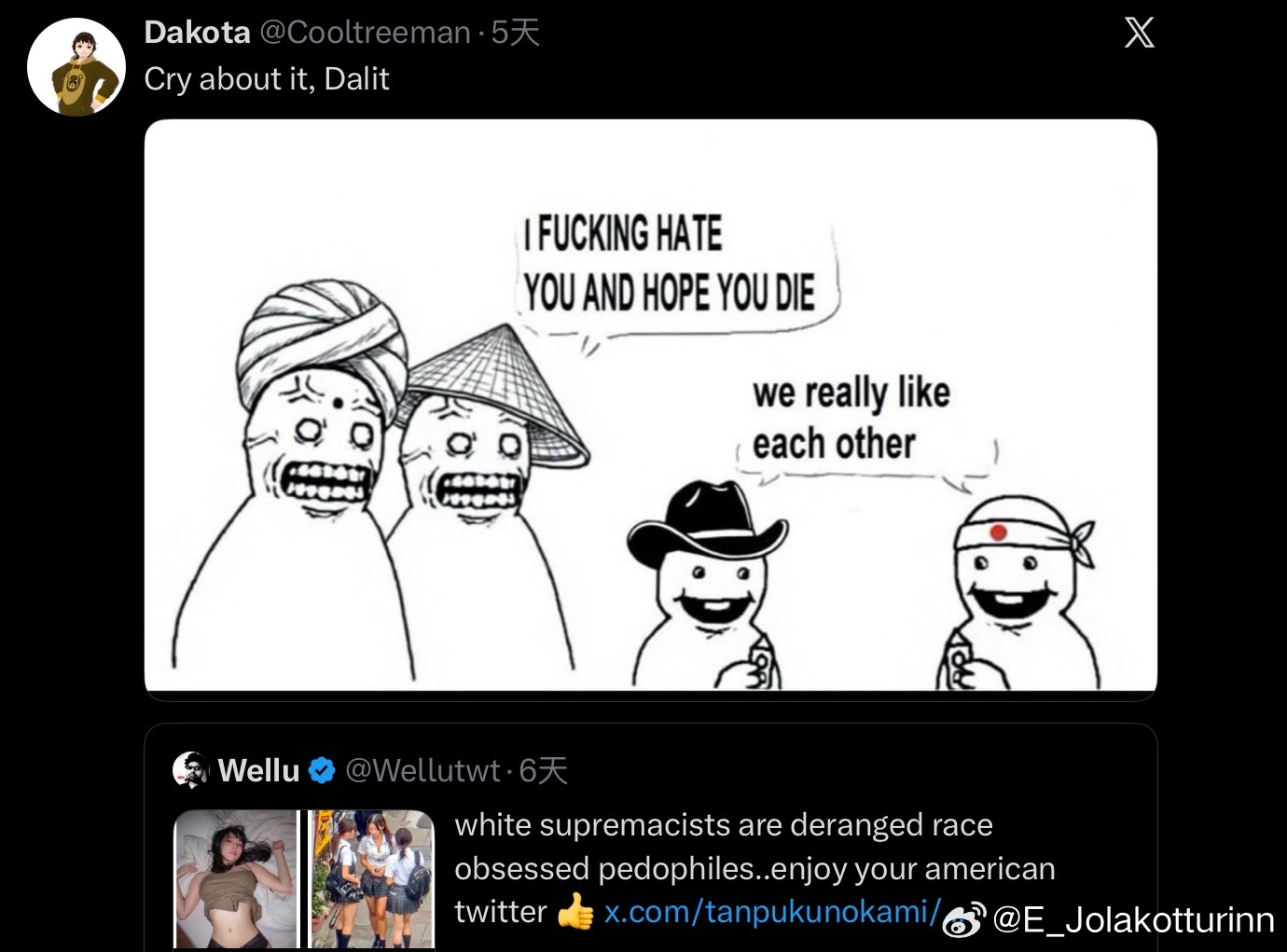 跟之前小红书难民那种中外普通人交流完全不同，日推算法升级，本质上促成了MAGA与