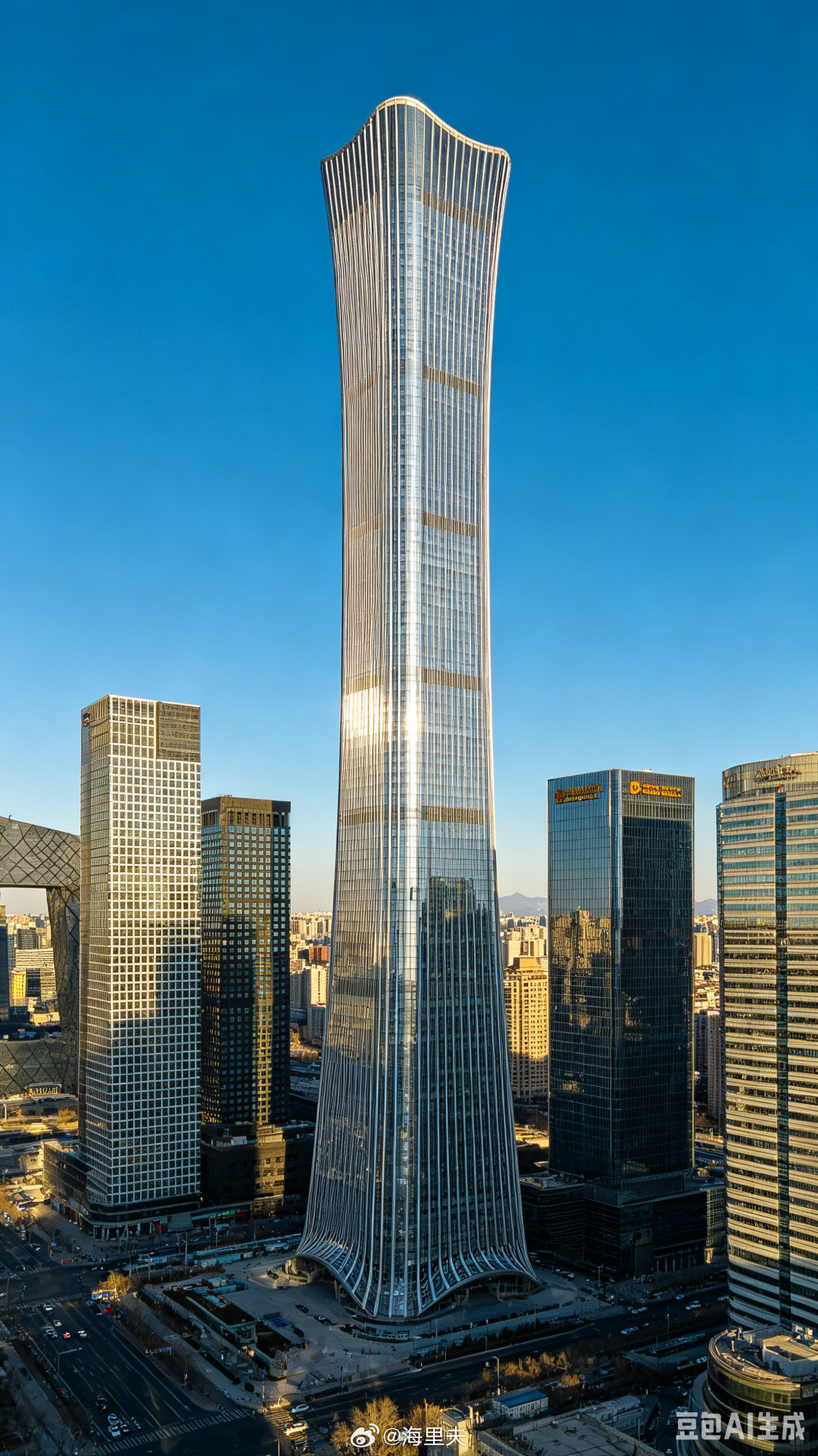 《中国尊》，图片来自豆包。 