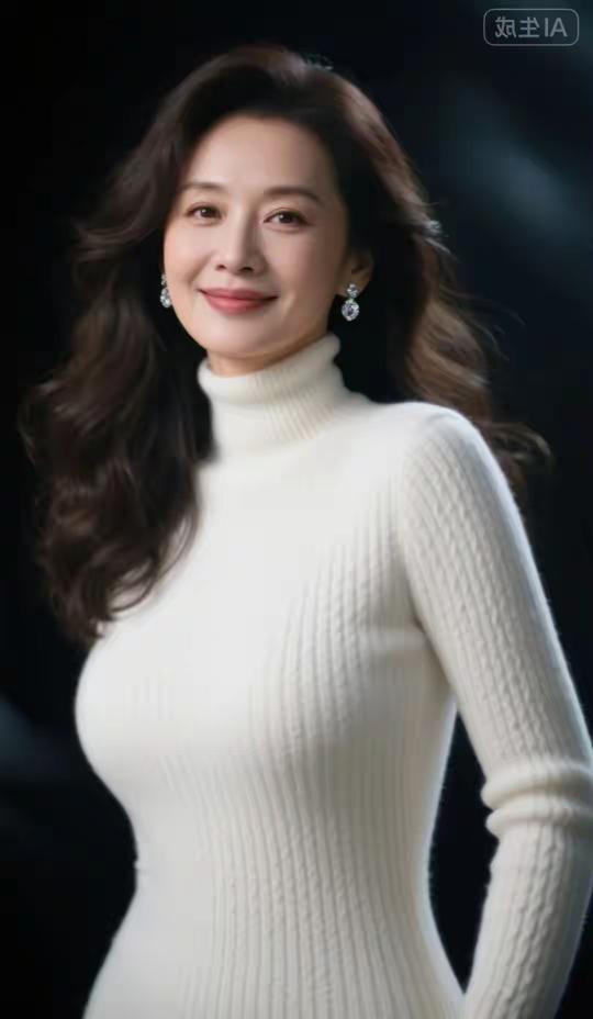 领白毛衣，中年美女
心素如兰，人淡如菊
浮华过眼，俗尘不染
慢煮光阴，细品流年