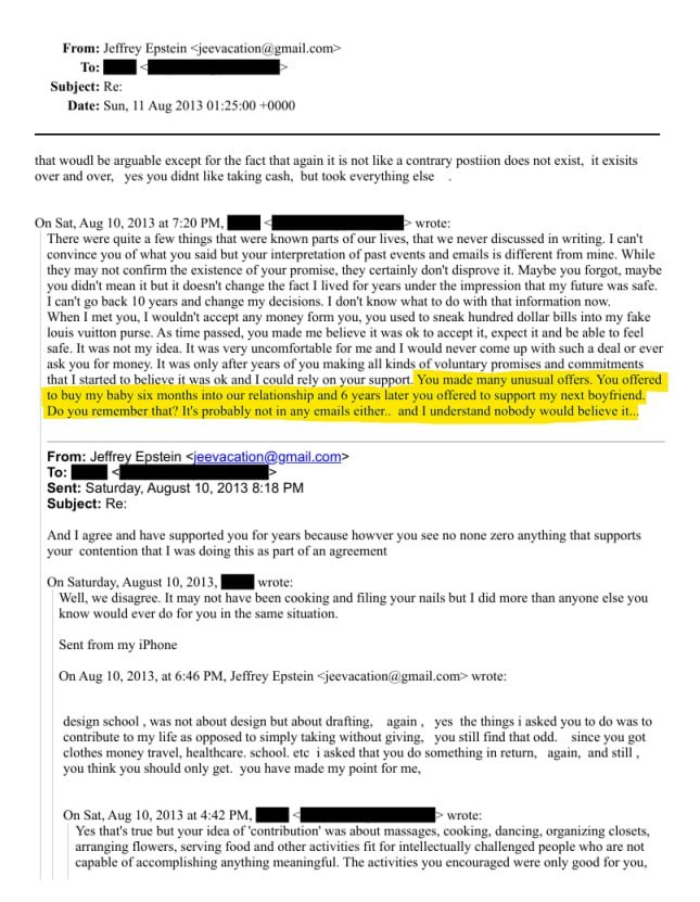 爱泼斯坦和一位身份不明的人在2013年8月曾有过一段“有趣”的邮件往来：身份不明