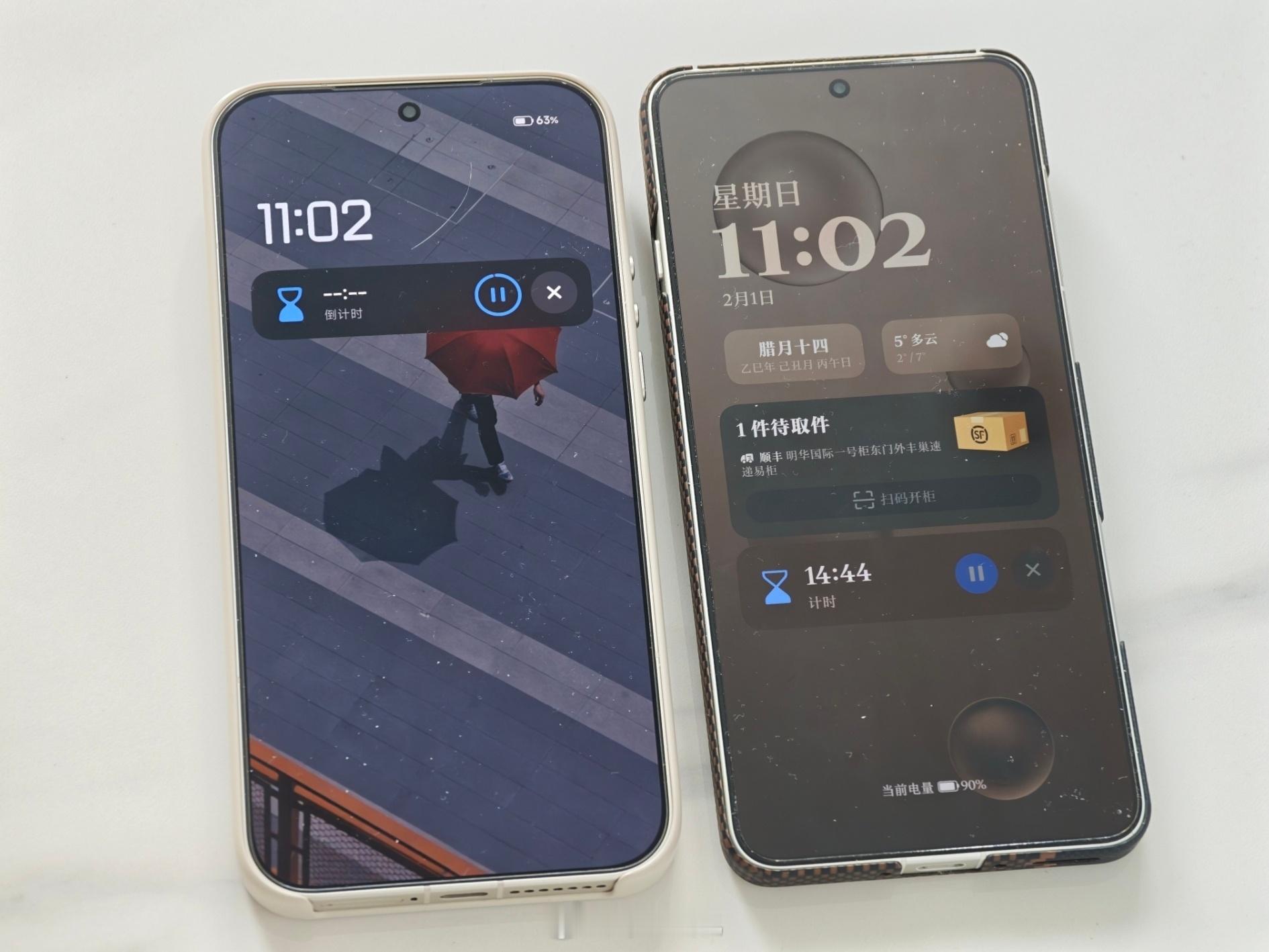 全屏AOD亦有差距，现在大部分手机，倒计时都是没法显示秒数的，显示了个寂寞