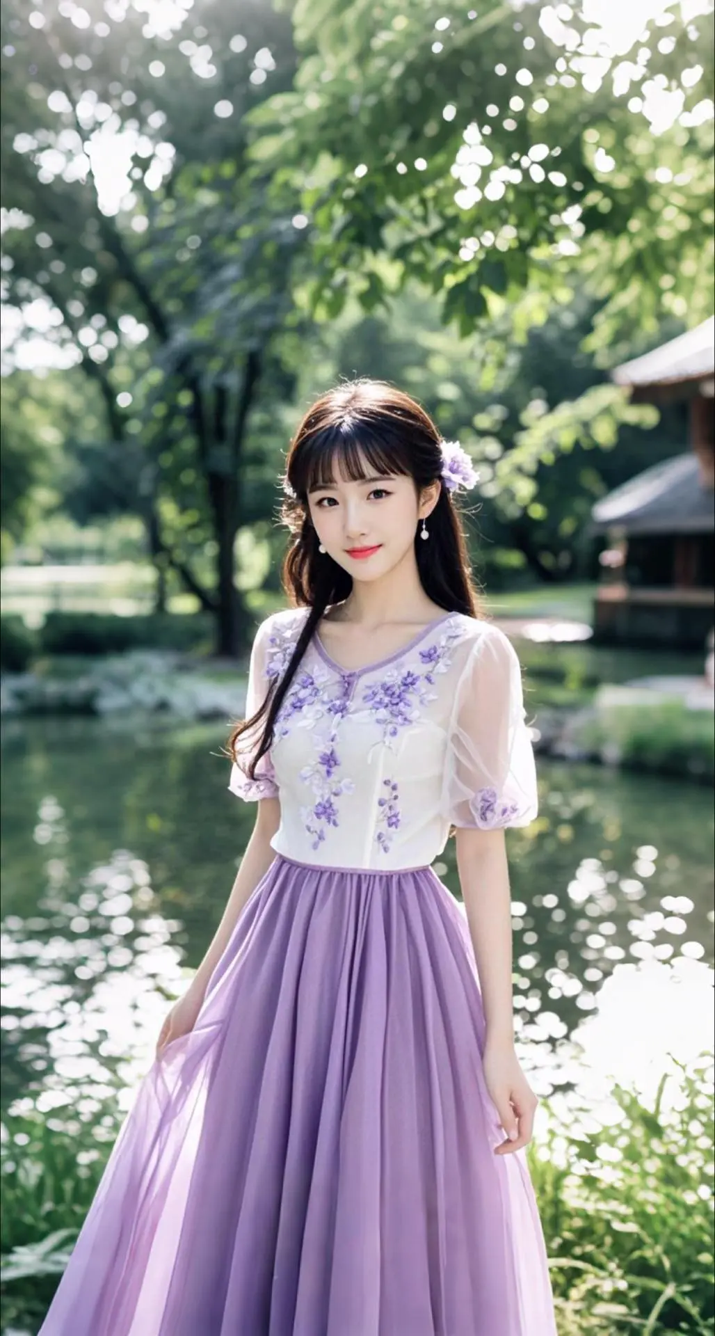 AI扩图 AI浅黛紫裳