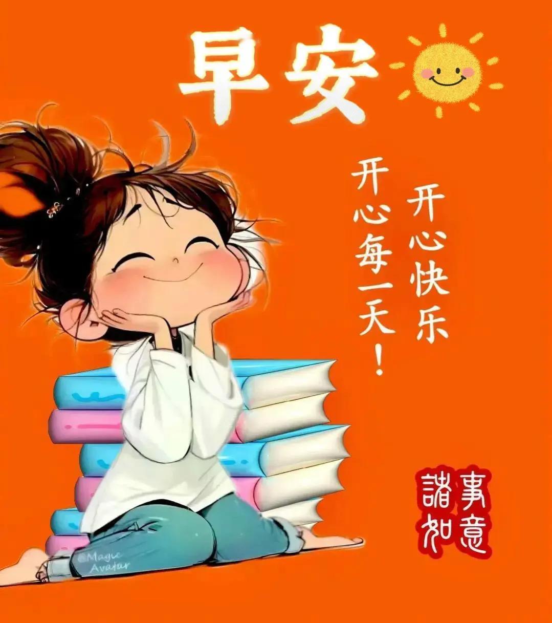 早安一声暖心房，周一好运到身旁。      
福禄双双门前立， 送财送福送吉祥。