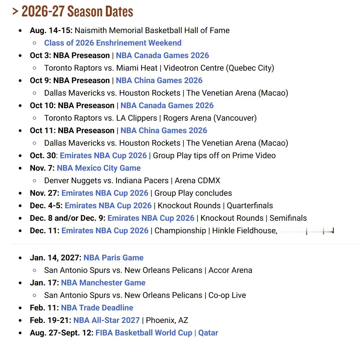 新赛季NBA交易截止日是北京时间2027年2月12日（正月初七）凌晨四点。各队从