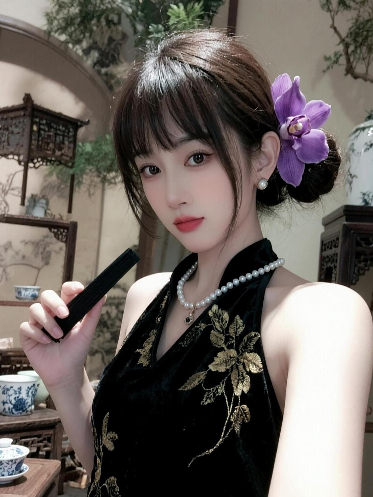 AI中式盘发自拍 抖音ai创作