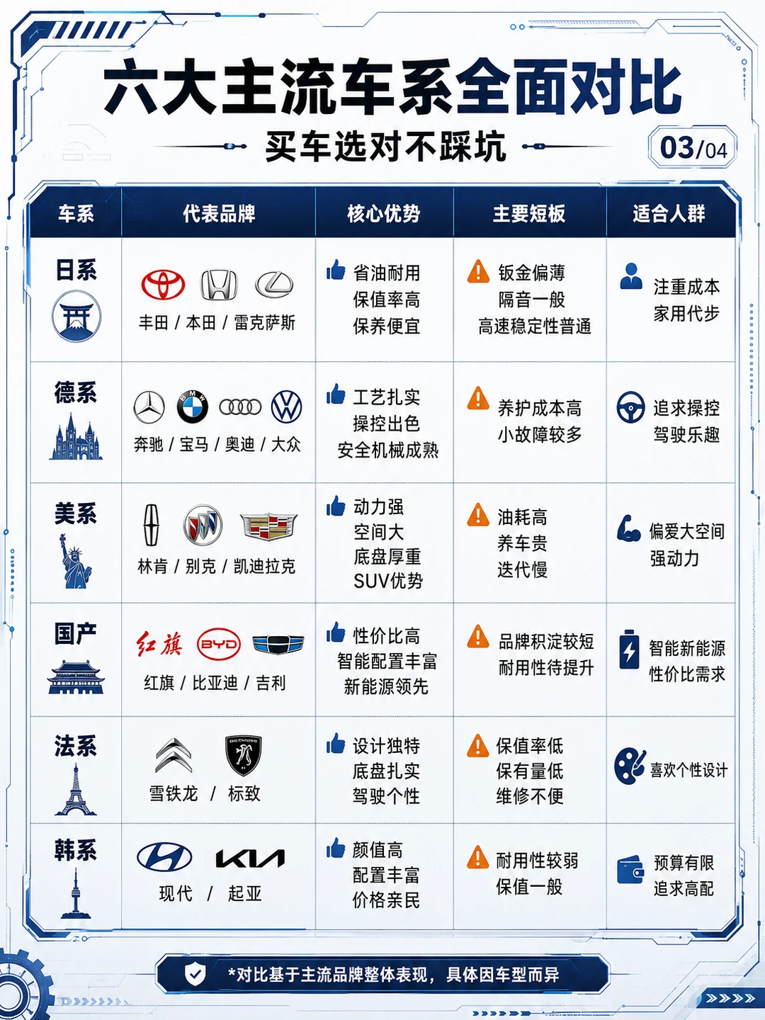 六大车系优缺点全拆解，选车不盲从，适合自己才最值
