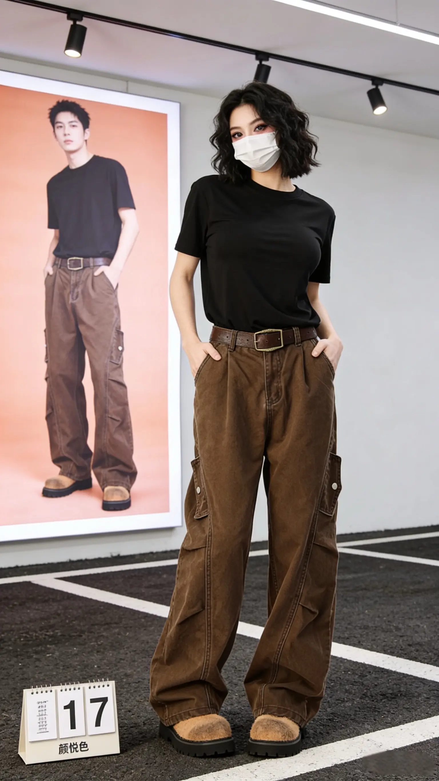 复古水洗工装裤男士春季宽松阔腿长裤