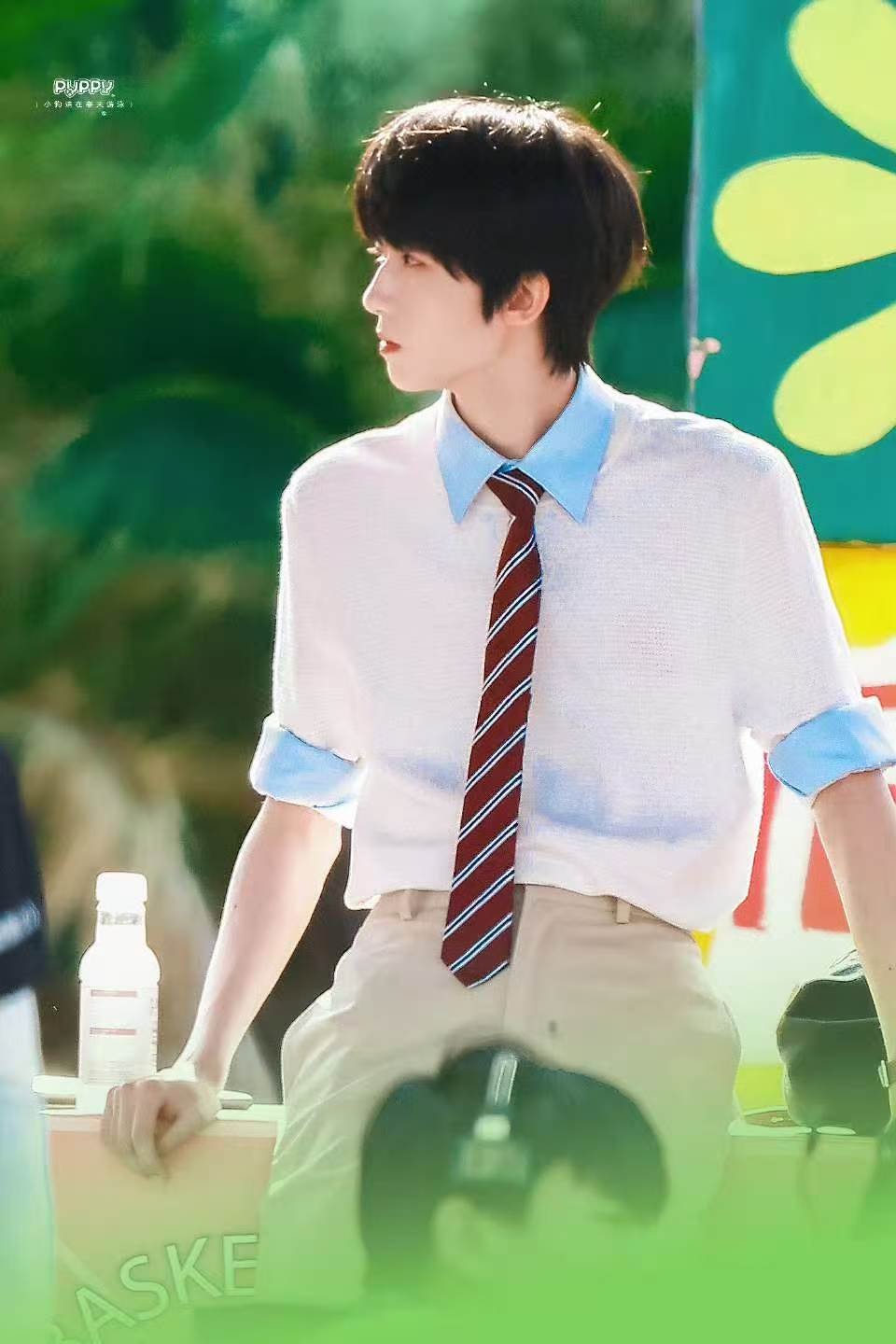 杨博文暖男学生会长 🐏杨博文我们的少年时代2单人海报 学校里穿着白衬衫对你微笑