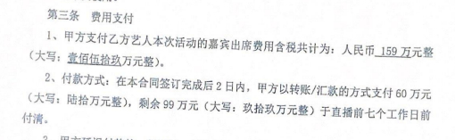 商家投稿:黄圣依杨子等明星出席活动的合同，159万元一场，据说只要出席几个小时。