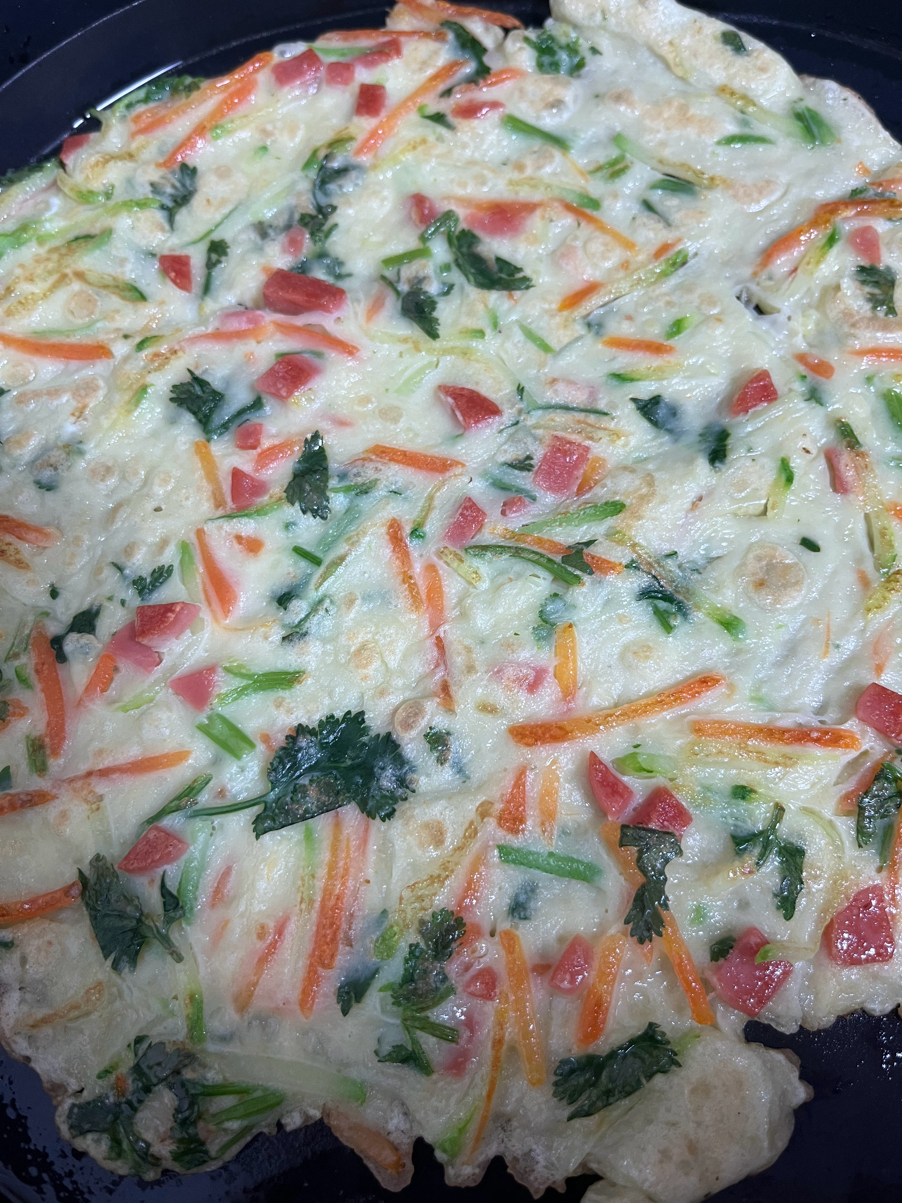 周末愉快早啊，起来吃早餐了，料多的小软饼～今天又是有大风的天，哪也别去了家里蹲吧