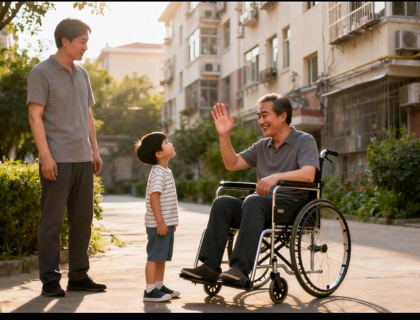 小区楼下碰到爸爸战友张叔，五岁的儿子指着他突然喊：“爸爸，那个叔叔为什么长不高呀