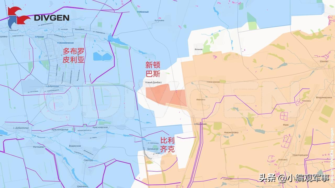 2月14日箭头社更新俄乌战报：

图一：俄军突击部队向多布罗皮利亚方向新顿巴斯村