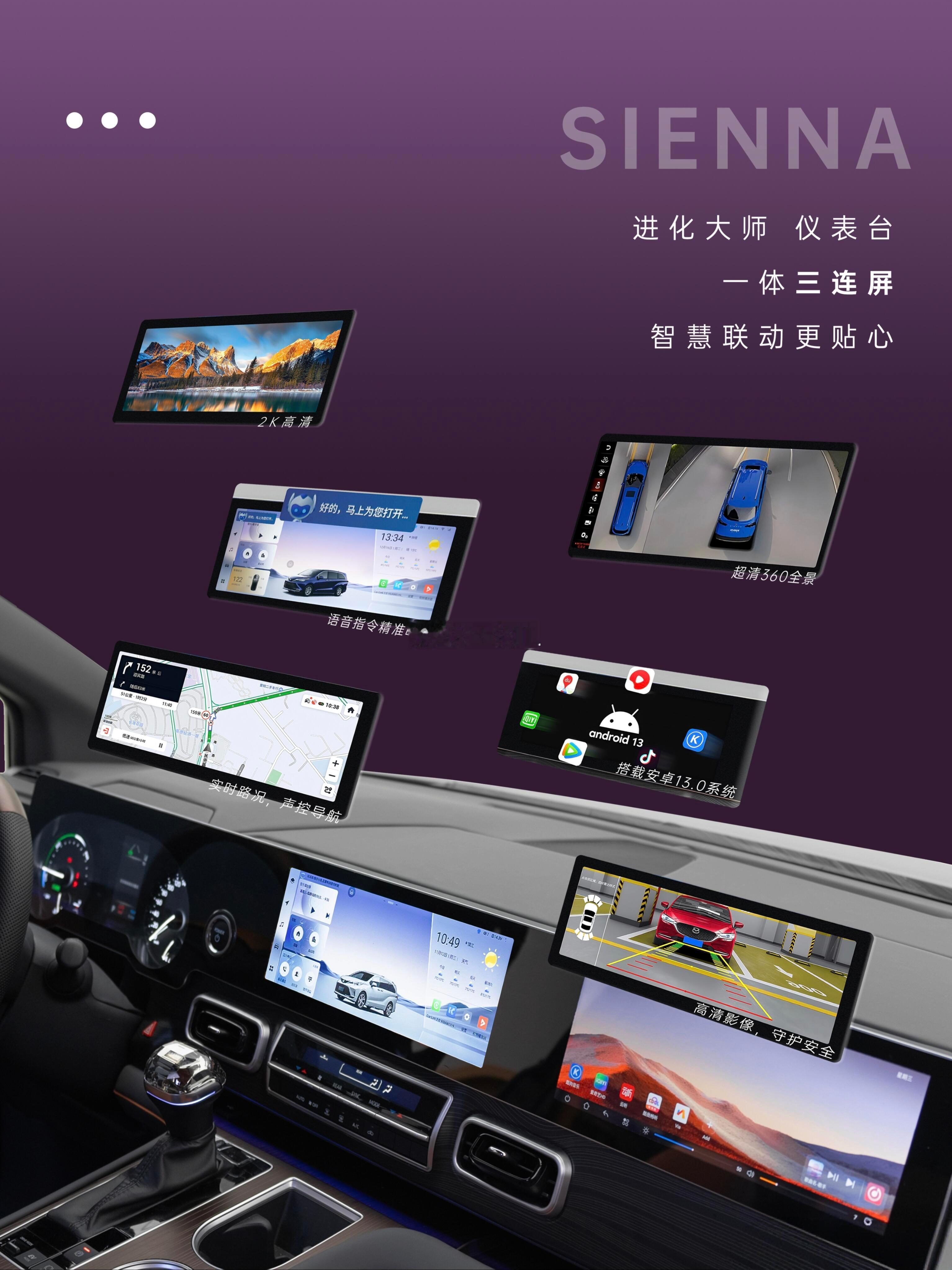 赛那也开始用三联屏丰田塞纳