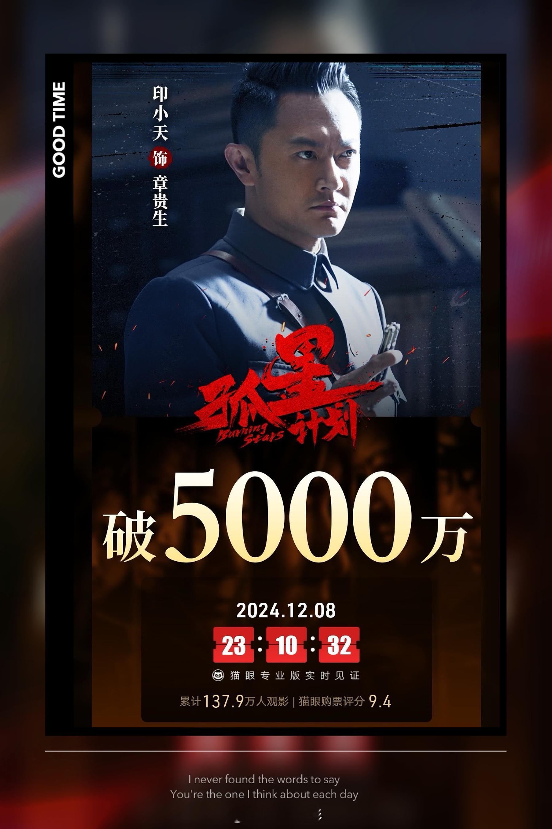 孤星计划票房破5000万 《孤星计划》上映两天，票房破5000万。PS：配图里，