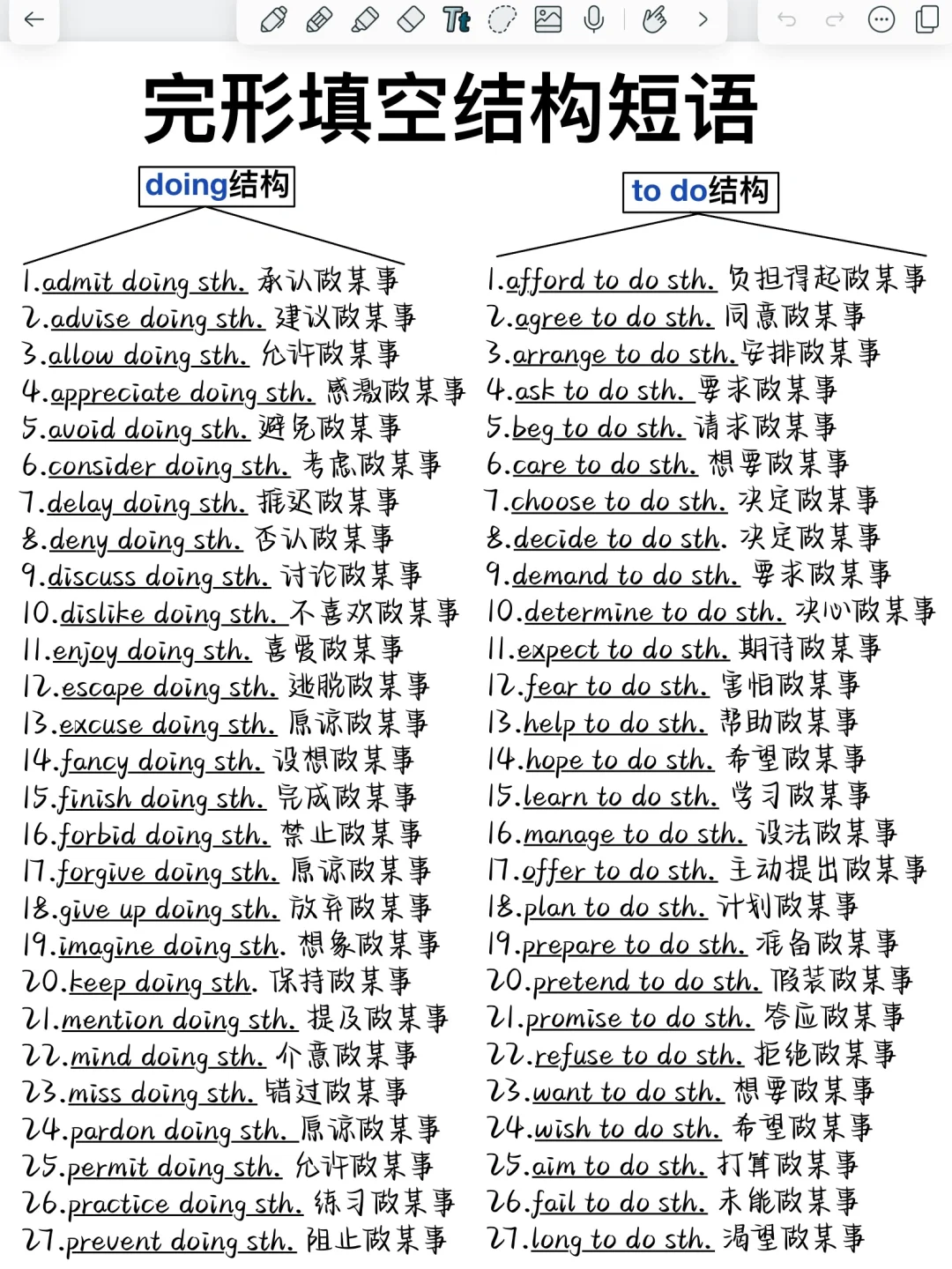 一定要背下来的结构短语！5天背完，完型牛逼！