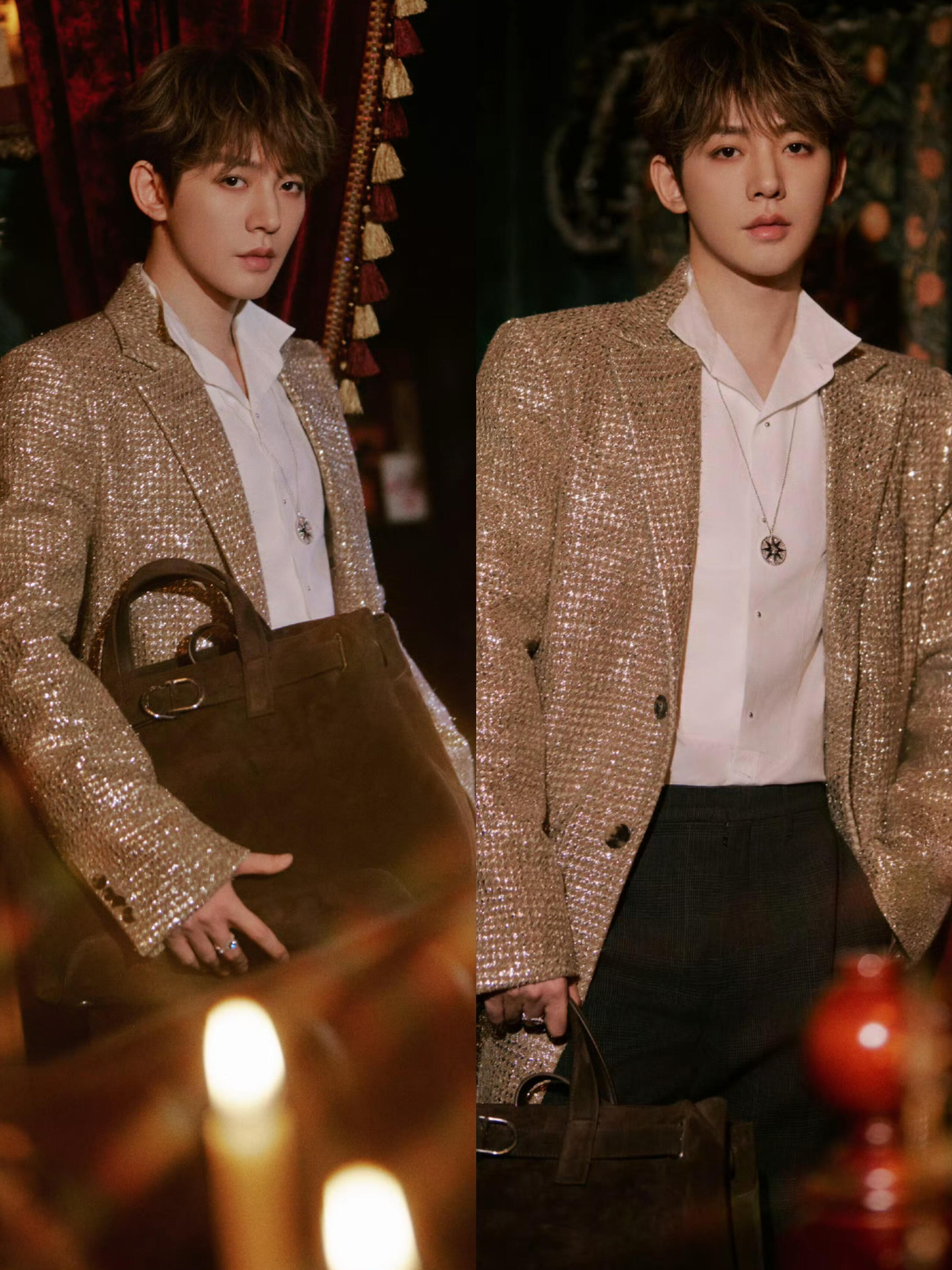 邓为今日份迪奥活动出图，金光闪闪的为为，好帅好贵的王子🤴 