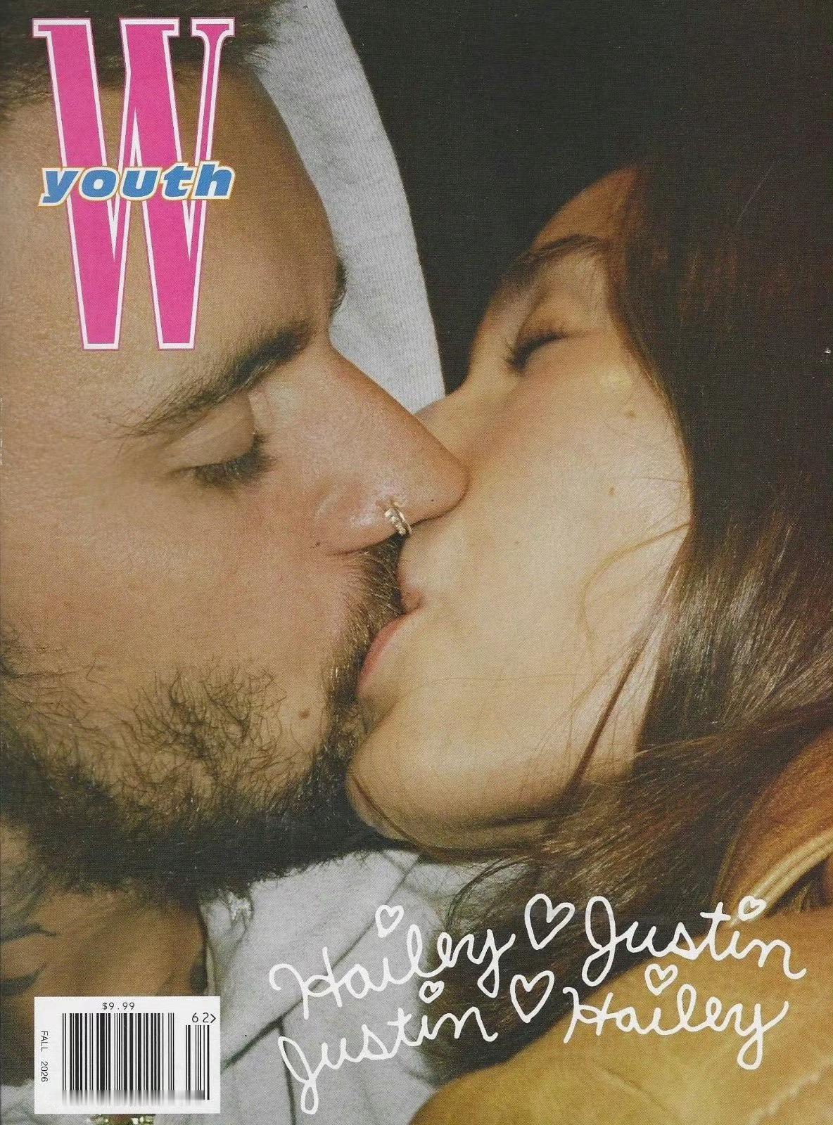 Justin Bieber和爱妻Hailey Bieber登上《W youth》