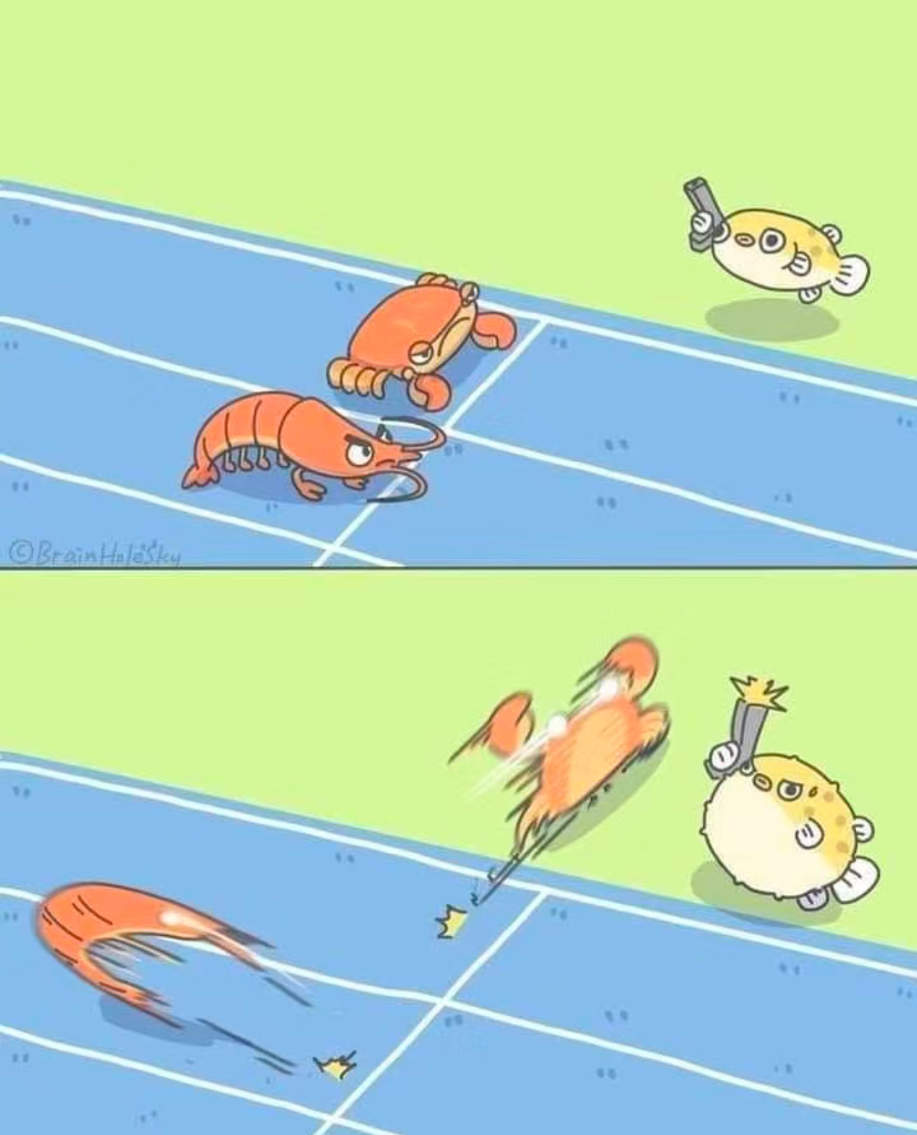 《漫画赛跑之给河豚裁判气鼓了》 