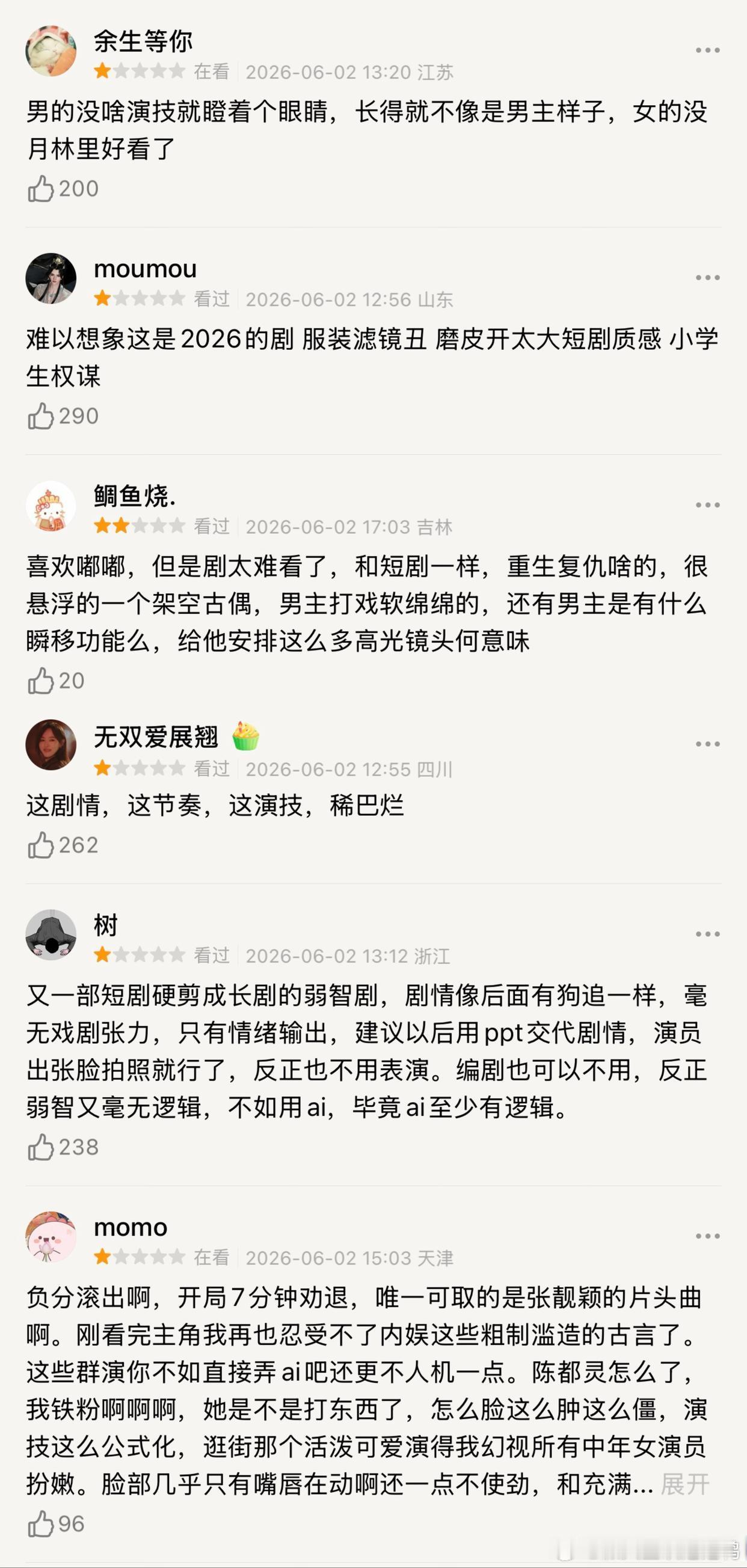 陈都灵、周翊然主演的《翘楚》首播后，豆瓣差评也太多了。明明《雁回时》播出时，大家