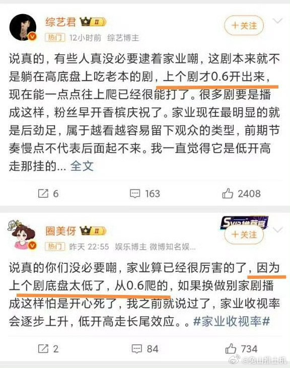 高盘时候也没见接住…而且每个剧每天开爬基本都0.几…剧真好的话也不致于这么低 
