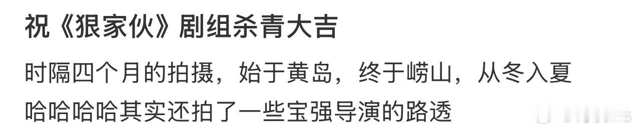 王宝强自导自演新片《狠家伙》杀青，经过了四个月的拍摄，还有梁家辉主演 ，期待明年