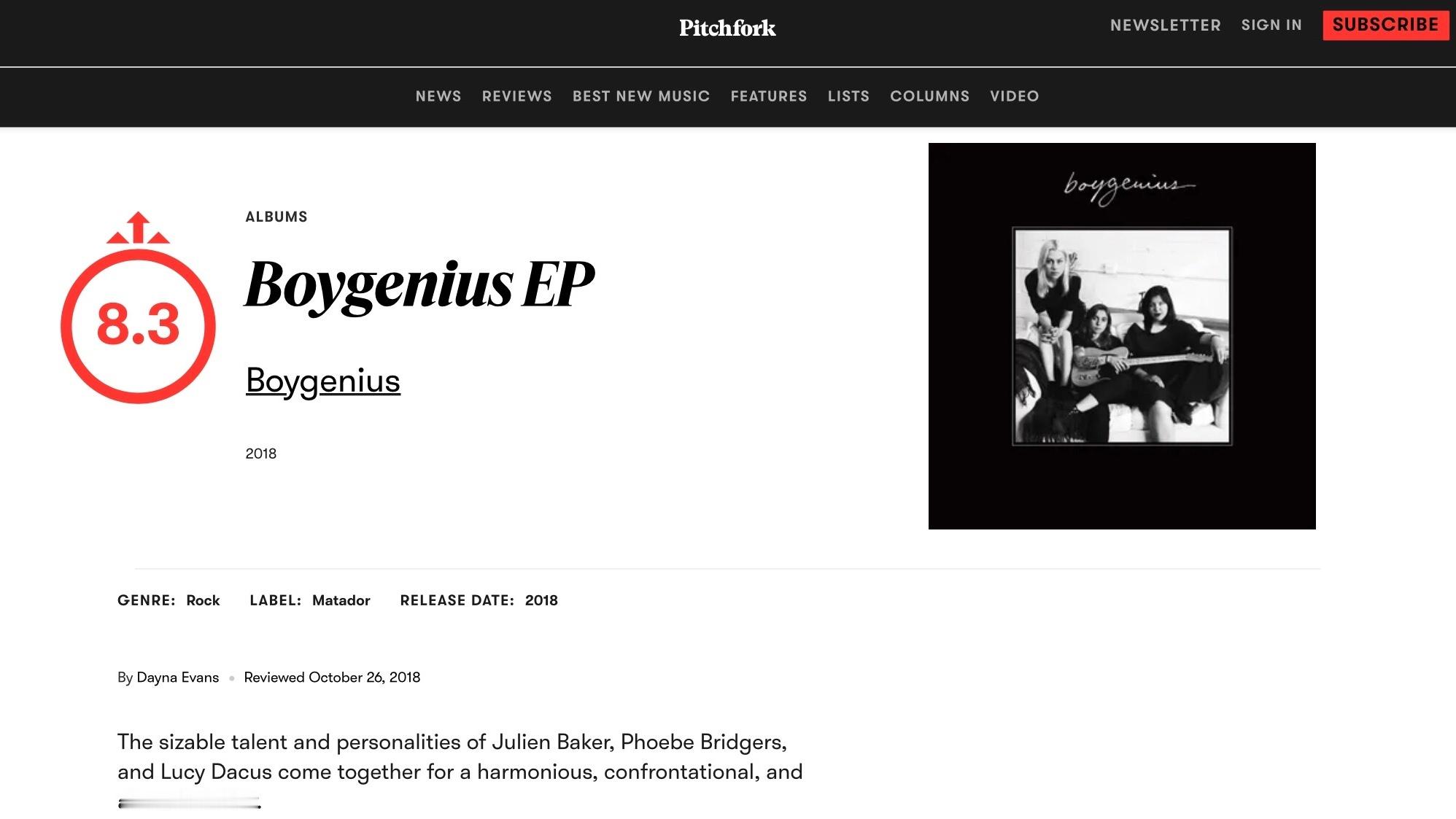 【乐评历史】乐评机构 Pitchfork 为 Phoebe Bridgers 各
