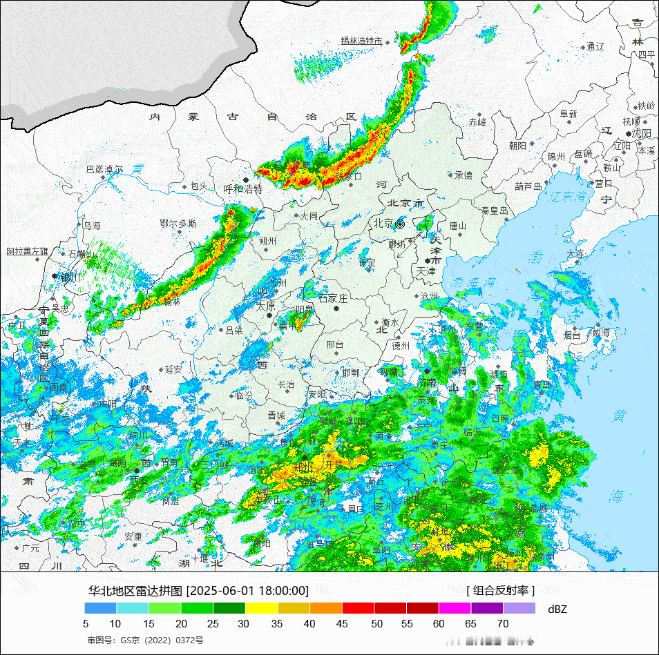 【对流追踪】从今晚雷达看，华北一带的对流在东移南下过程中，从整齐的队列逐渐变得零
