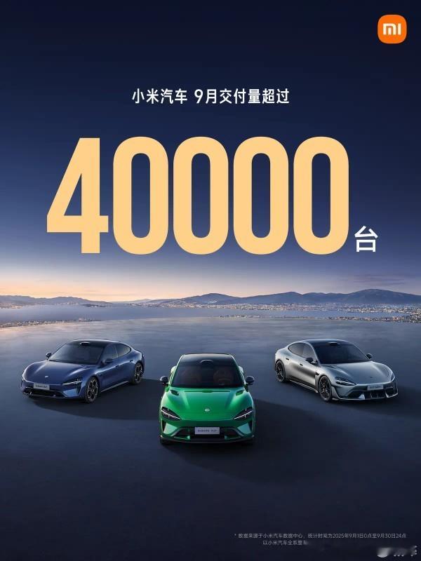 小米汽车销量  单周交付量破1万，9月份交付量破4万，还有几十万车主在排队等交车