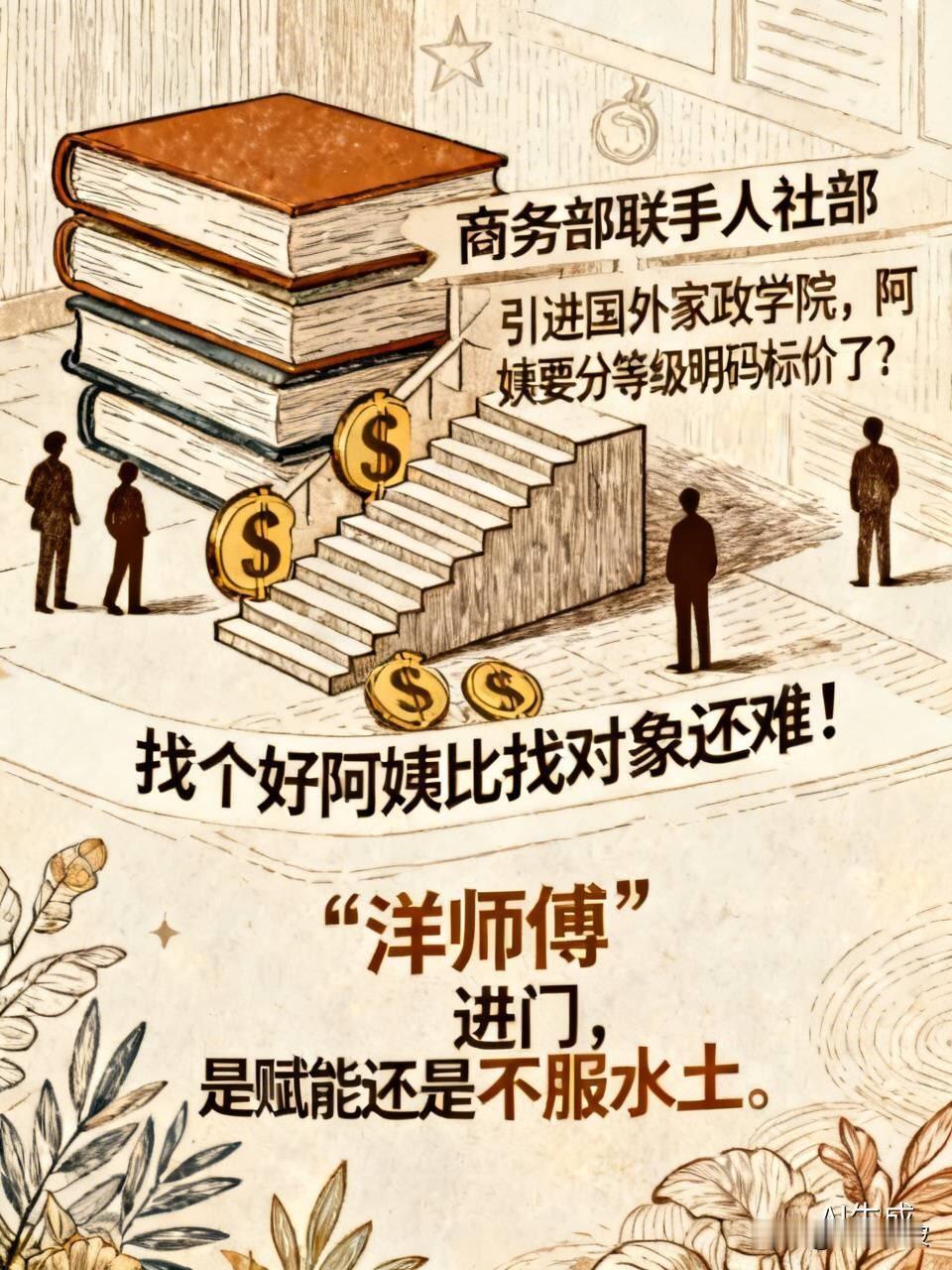 商务部联手人社部出大招：引进国外家政学院，阿姨要分等级明码标价了？

  “找个