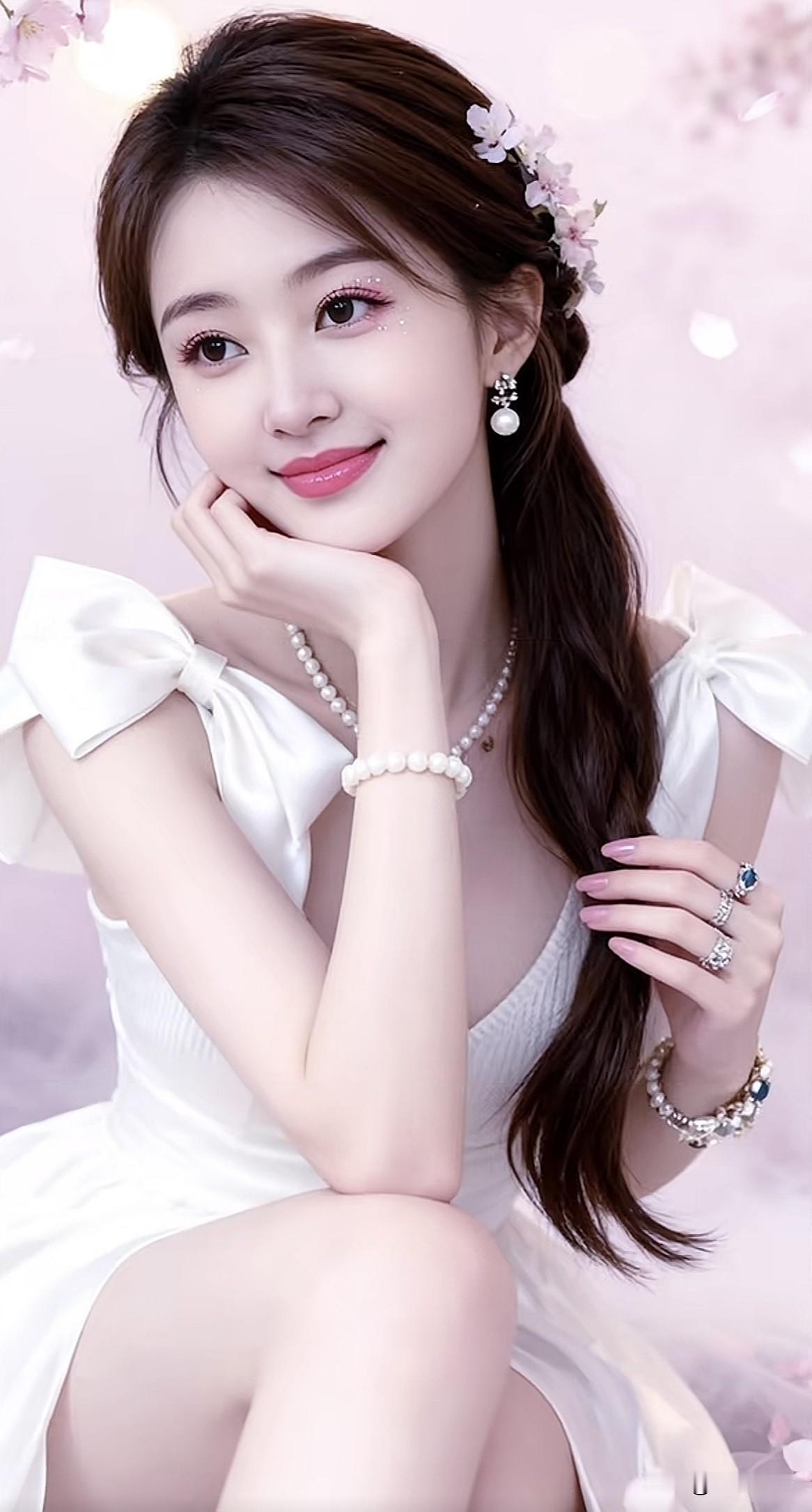 温柔甜美的粉色少女，梦幻的氛围，让人心动的微笑😊温柔甜美少女 紫色花海少女 紫