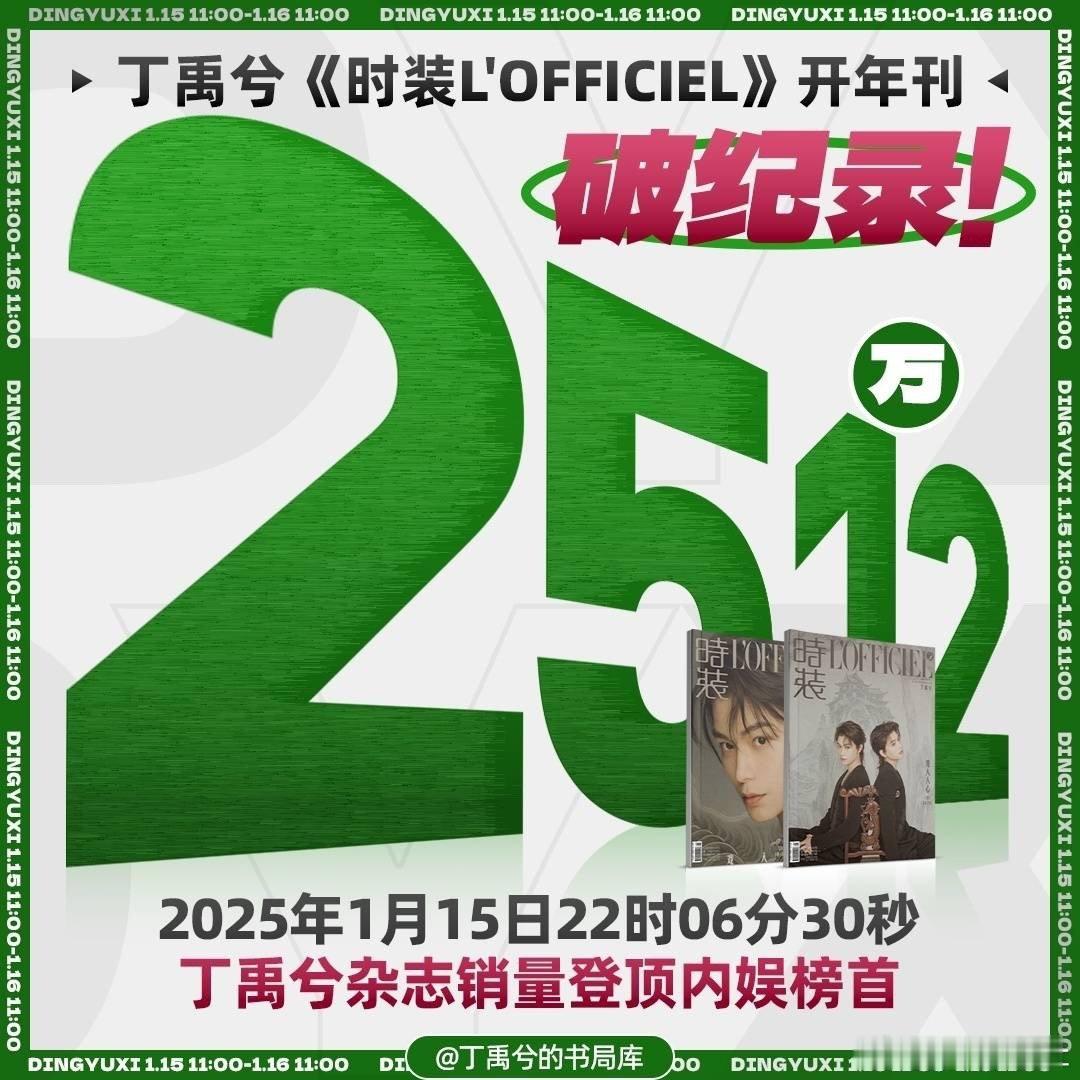 丁禹兮杂志销量超过王一博 丁禹兮2025年时装L'OFFICIEL杂志开年刊销量