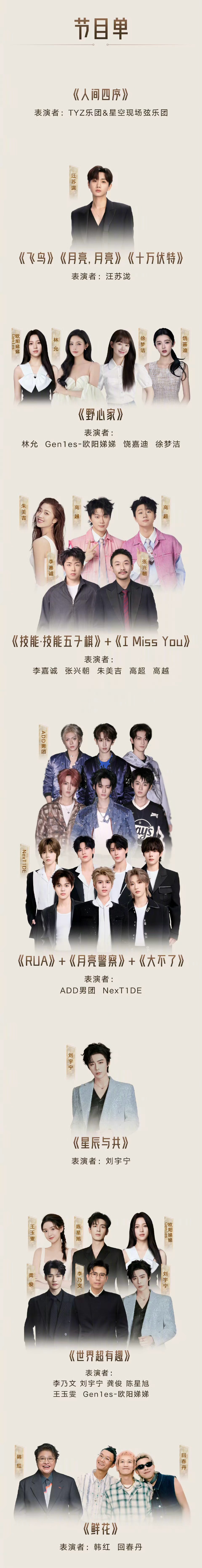 有你们期待的节目吗？星光大赏出图星光大赏节目单