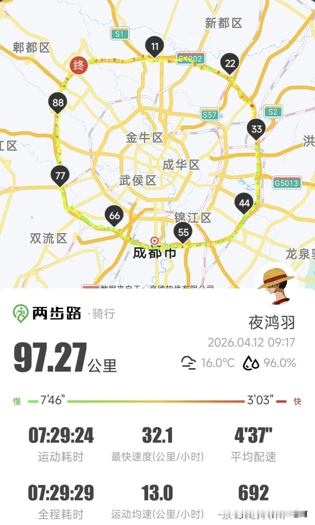 周末成都阴雨，爬山的地方都下雨，于是二刷天府绿道骑行，还是选择滴滴青桔，可惜阴雨