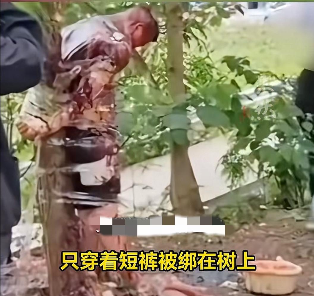 “太越界了”！四川泸州，一个只穿着短裤的男子，被人绑在树上，周围还有不少人，朝他