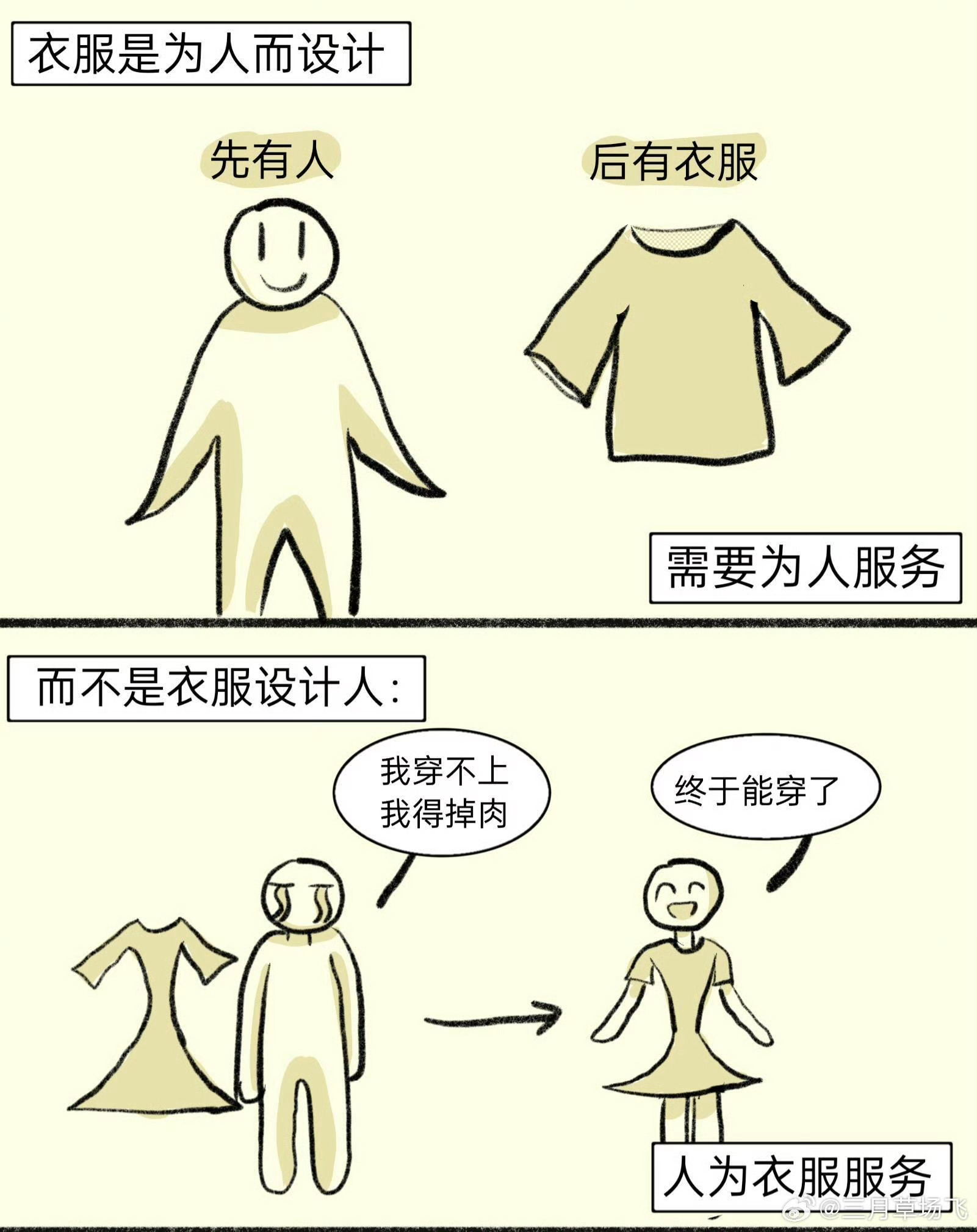 人穿衣服vs衣服穿人 同样一件白T，有人穿出杂志感，有人像下楼丢垃圾。差距不在衣