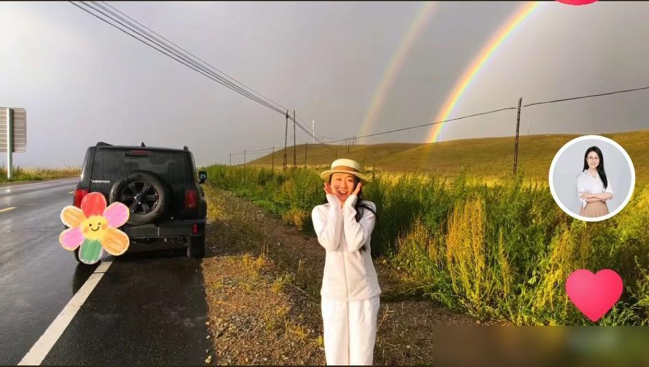 幸福的潇潇原来是一家人开着坦克300自驾游新疆呀，在库尔德宁时遇见美丽的双彩虹，