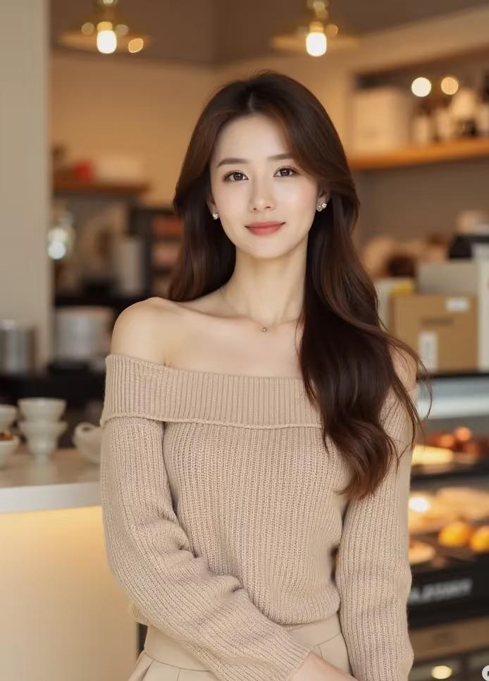 什么样的穿搭可以成为气质女神? 温暖咖啡馆里的甜美女孩，笑容如阳光般灿烂！🌞?