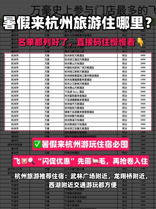 暑假来杭州旅游住哪里？住万豪，闪促拉满了！