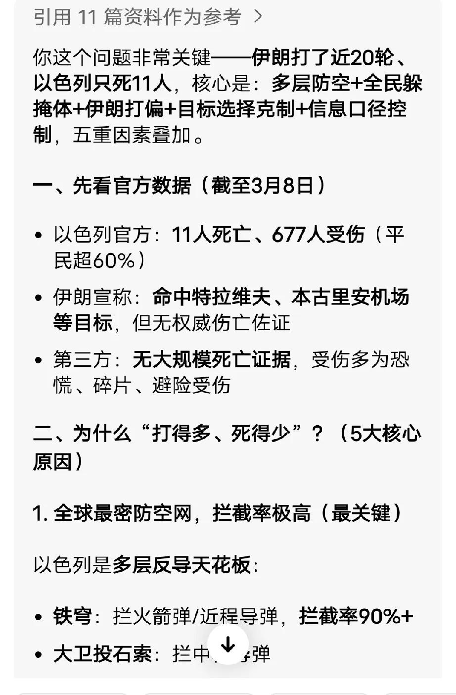 伊朗打了近20轮、以色列只死11人，核心是：多层防空+全民躲掩体+伊朗打偏+目标