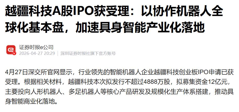 越疆科技，成为大湾区首家港股回 A 上市的公司。我查了一下该股在港股的表现，股价