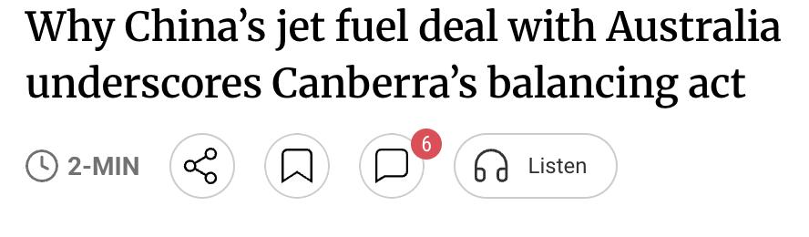 外媒：中澳北京会谈，中国同意协助澳大利亚解决航空燃油短缺

澳大利亚外长黄英贤访