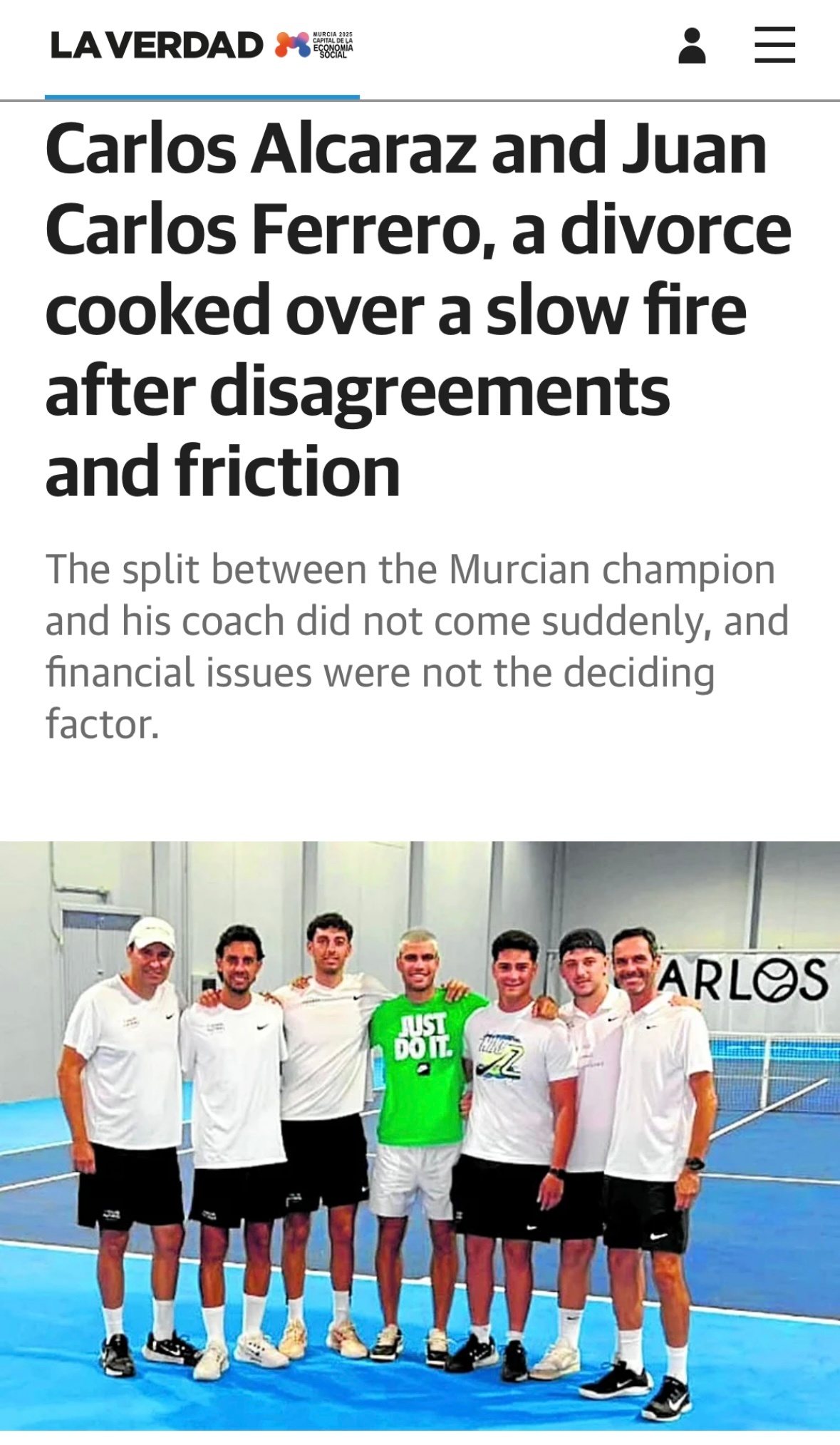 来自阿尔卡拉斯家乡穆尔西亚的媒体《La Verdad》继续跟进阿卡与费雷罗的分手